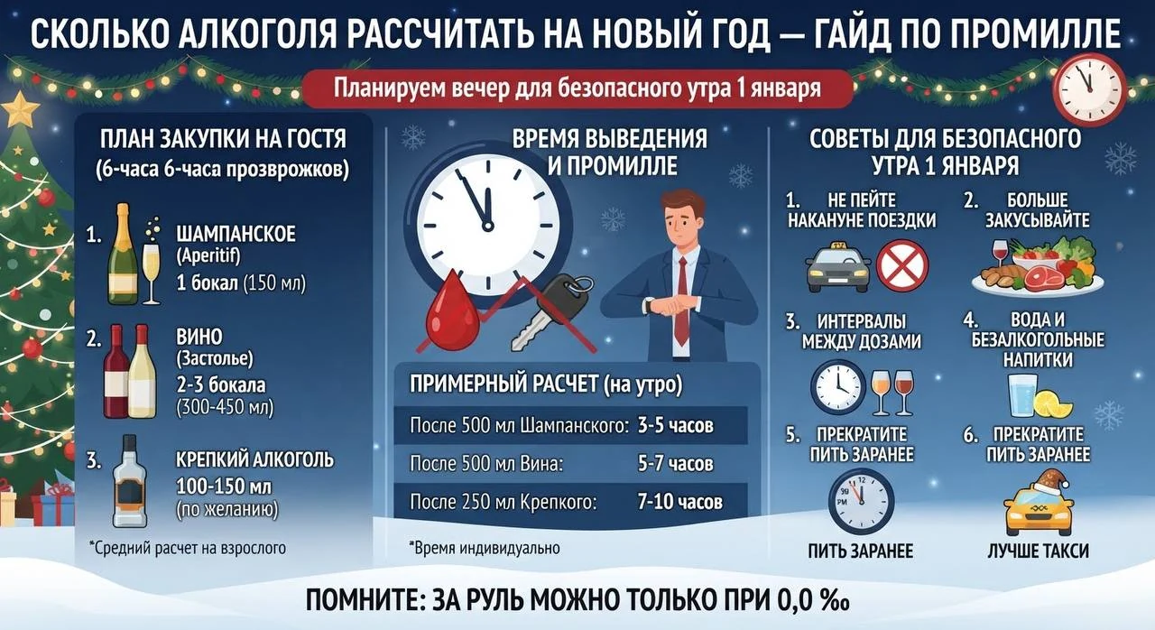 Сколько алкоголя рассчитать на Новый год — гайд по промилле