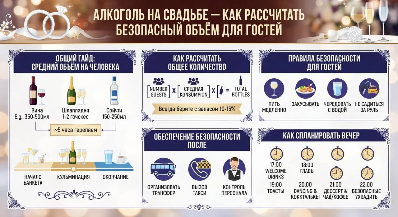 Алкоголь на свадьбе — как рассчитать безопасный объём для гостей