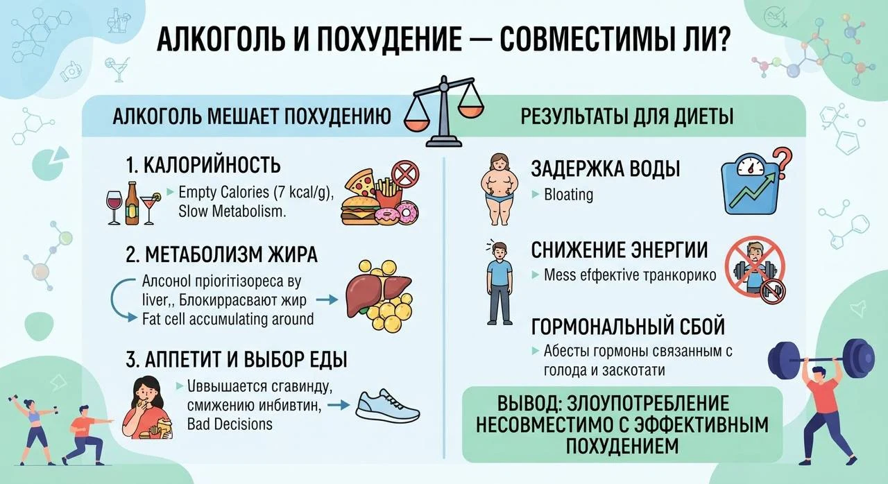 Алкоголь и похудение — совместимы ли