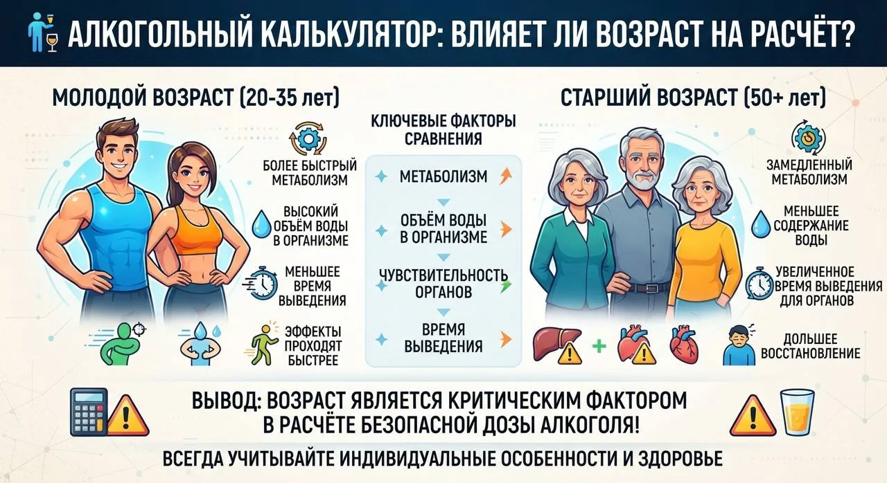Алкогольный калькулятор по возрасту влияет ли возраст на расчёт