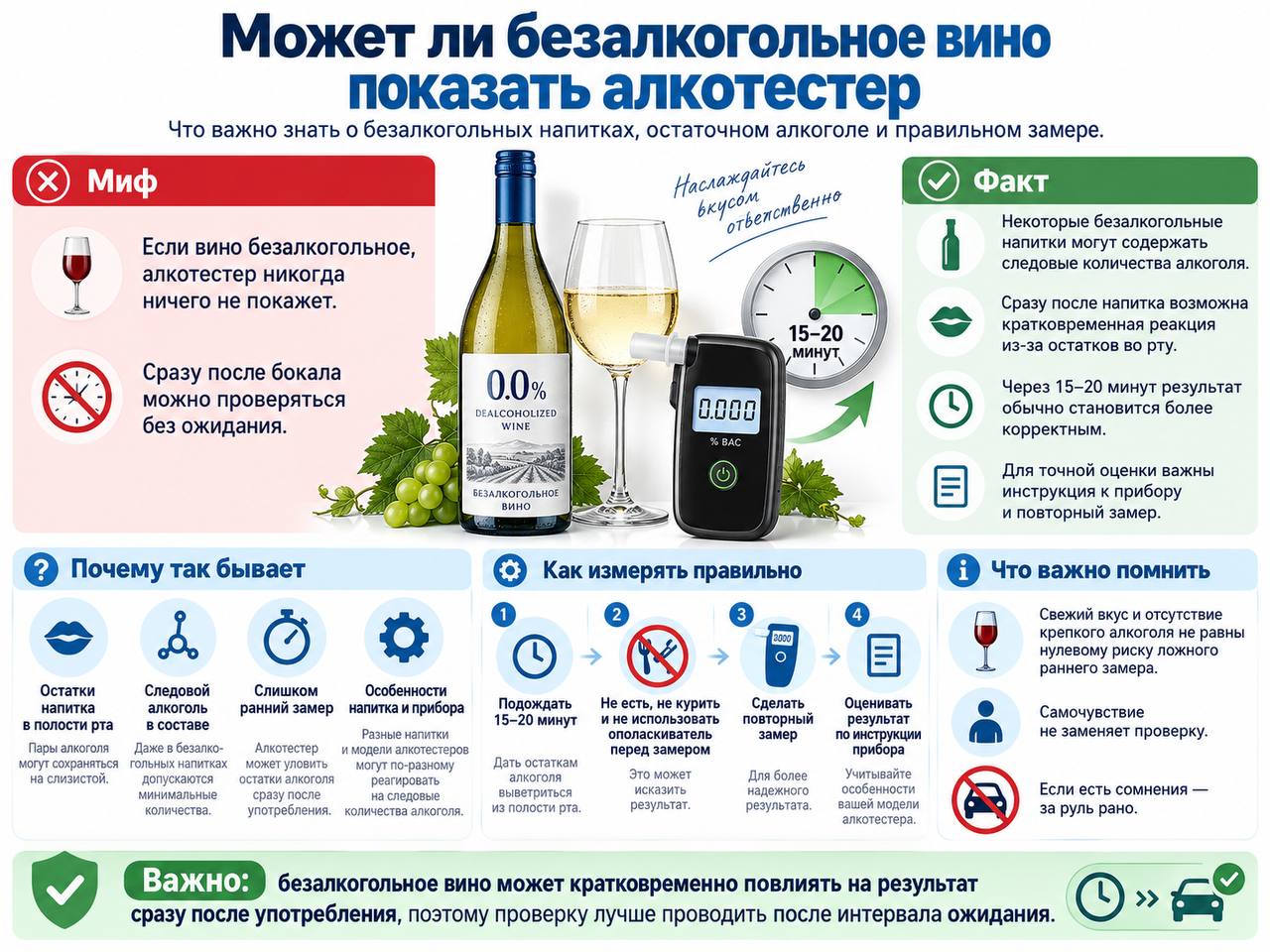 Может ли безалкогольное вино показать алкотестер