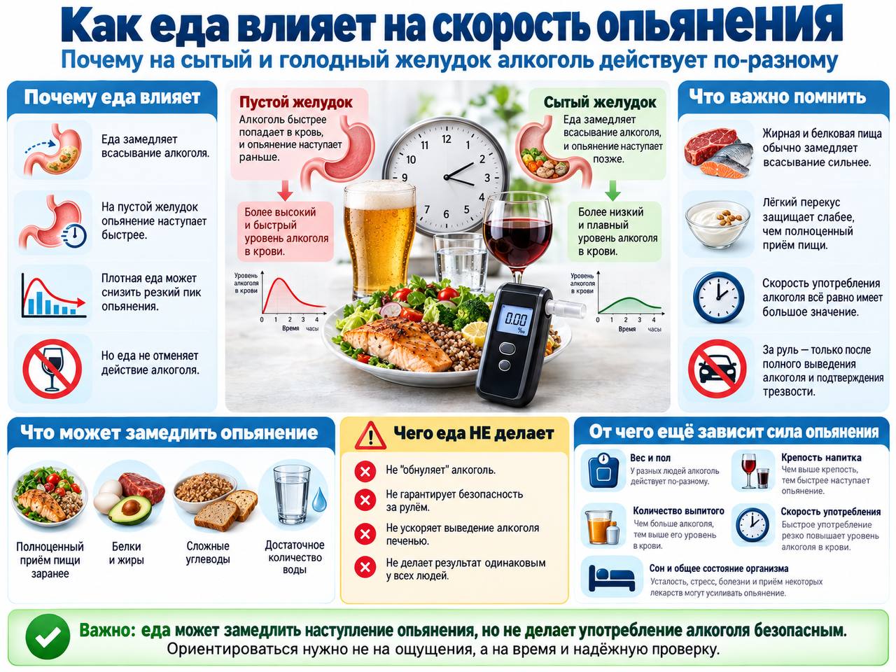 Как еда влияет на скорость опьянения