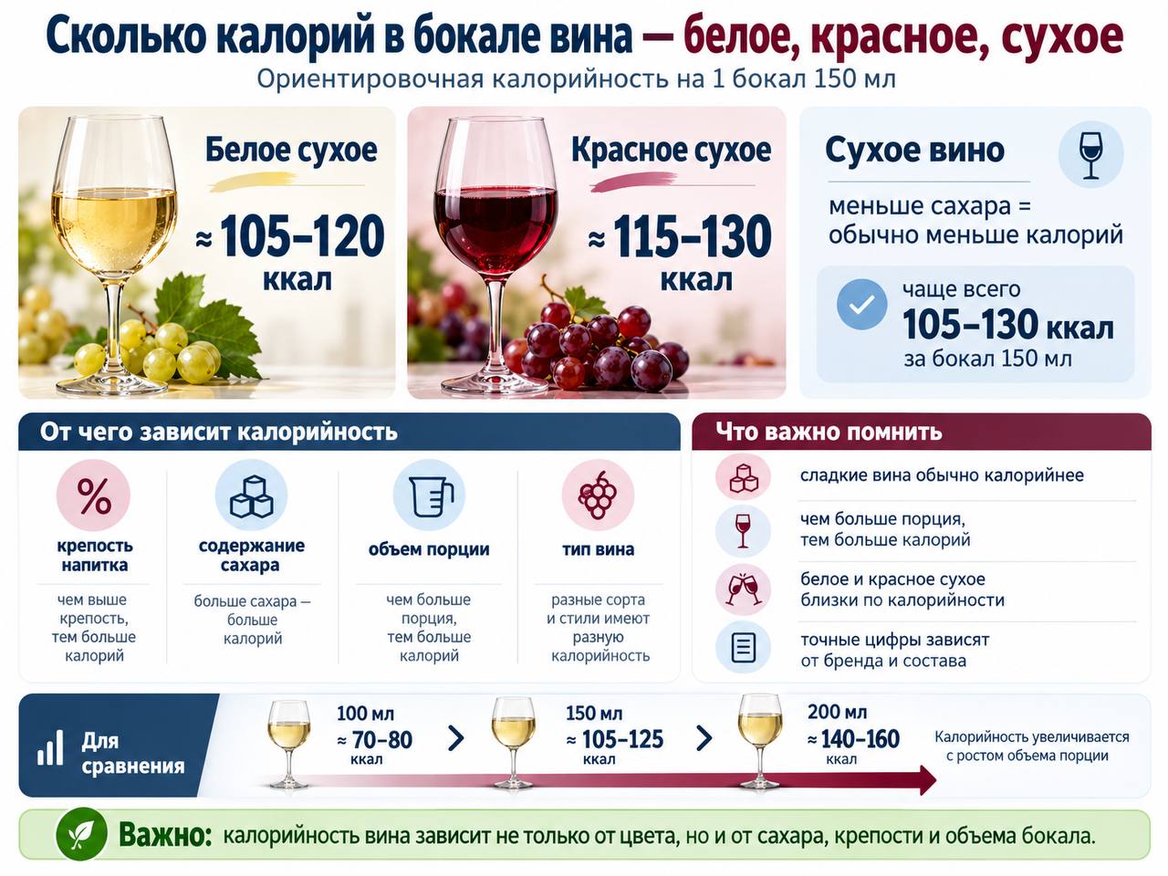 Сколько калорий в бокале вина — белое, красное, сухое