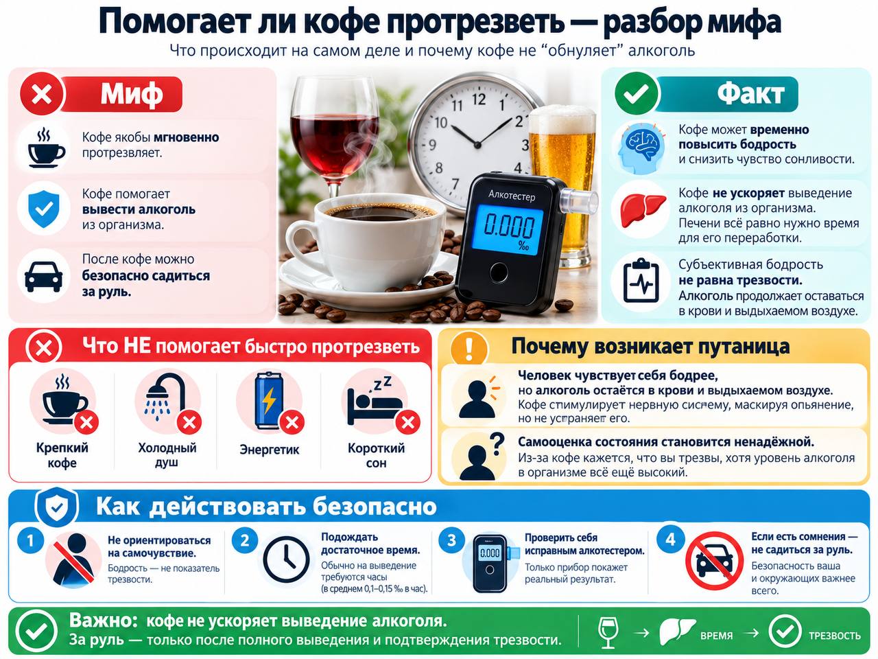 Помогает ли кофе протрезветь — разбор мифа