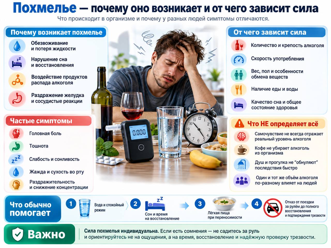Похмелье — почему оно возникает и от чего зависит сила