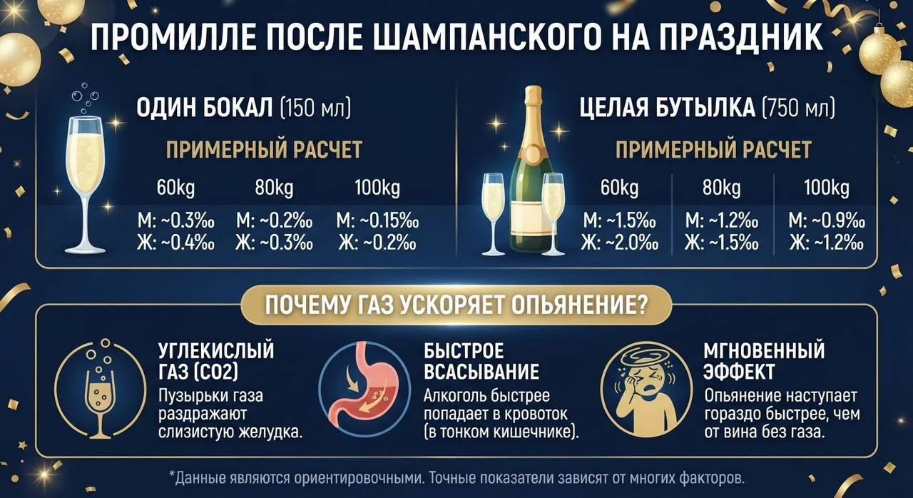 Промилле после шампанского на праздник