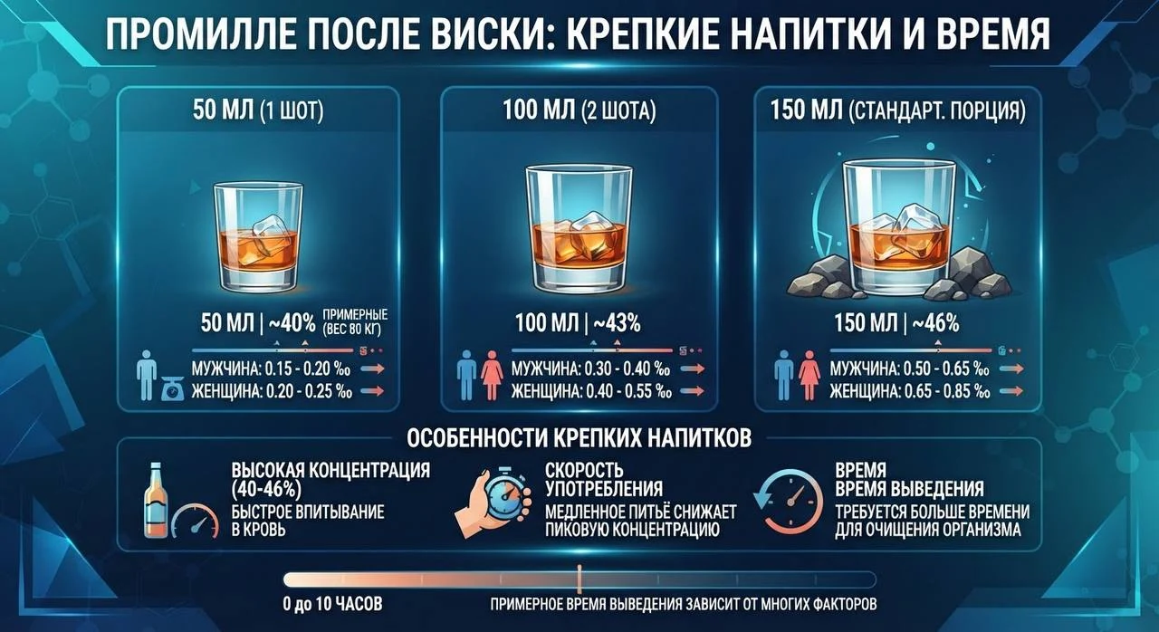 Промилле после виски: крепкие напитки и время