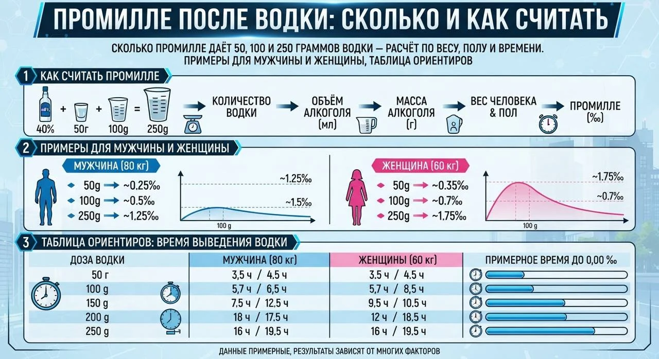 Промилле после водки: сколько и как считать