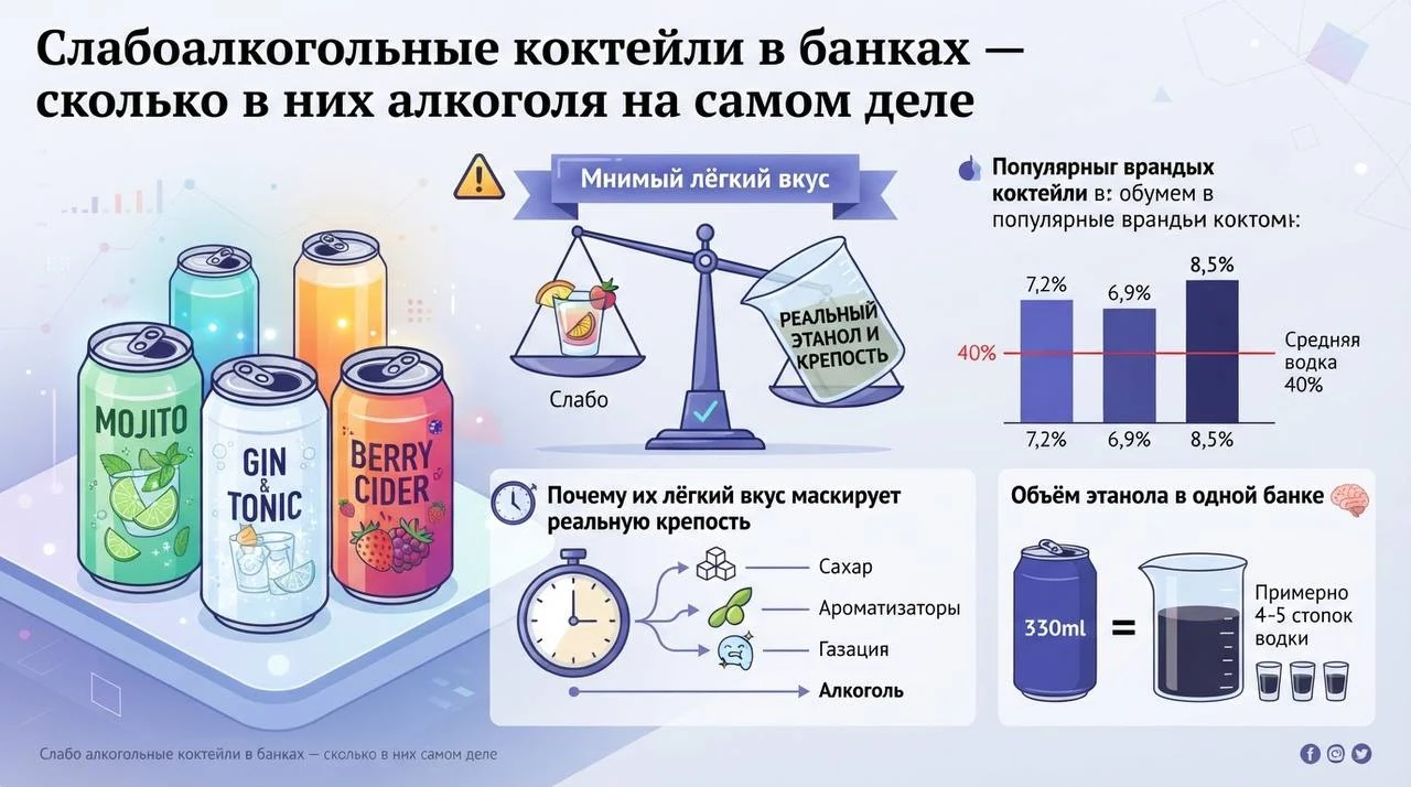 Слабоалкогольные коктейли в банках — сколько в них алкоголя на самом деле