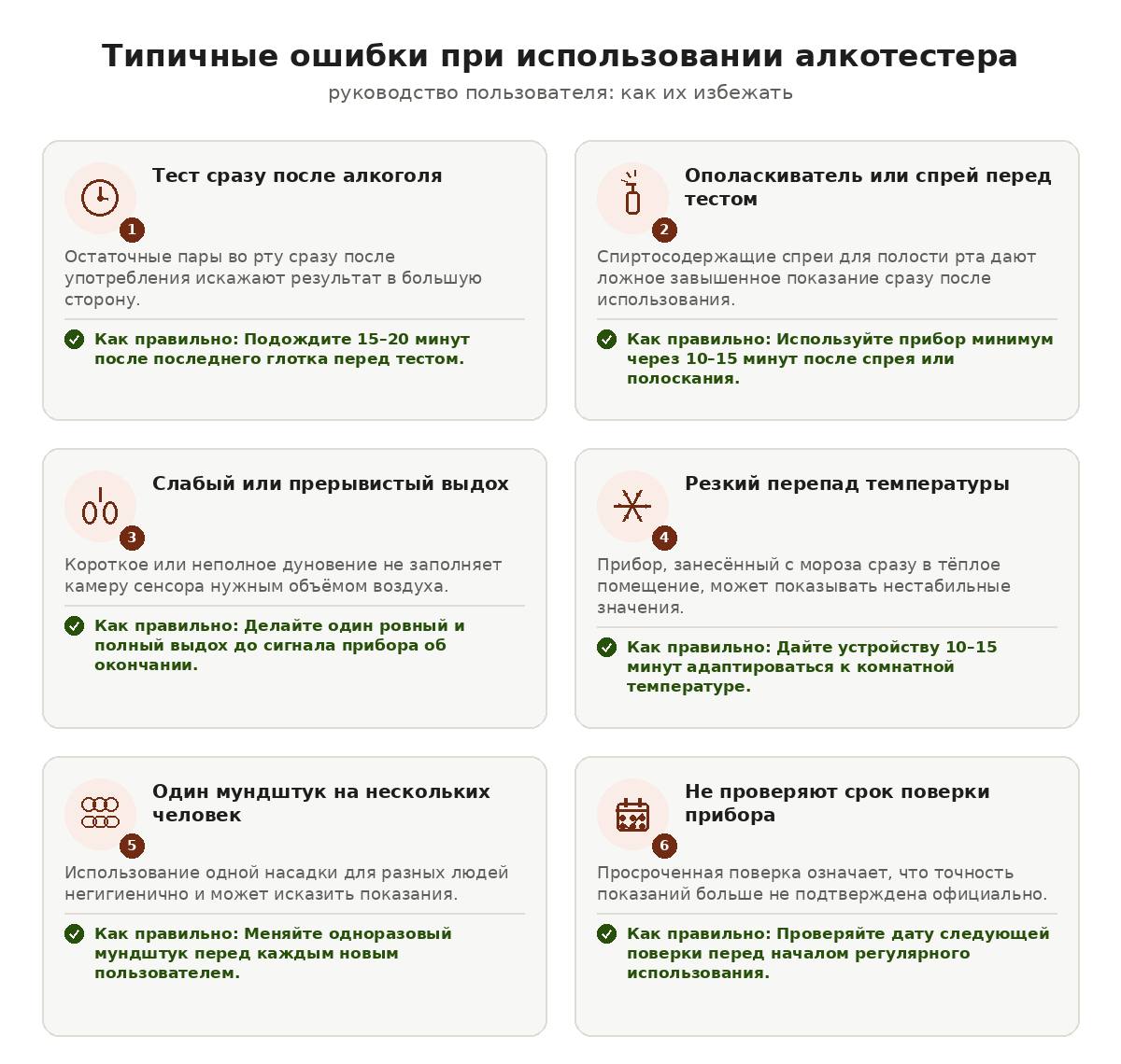 Типичные ошибки при использовании алкотестеров и как их избежать: руководство пользователя