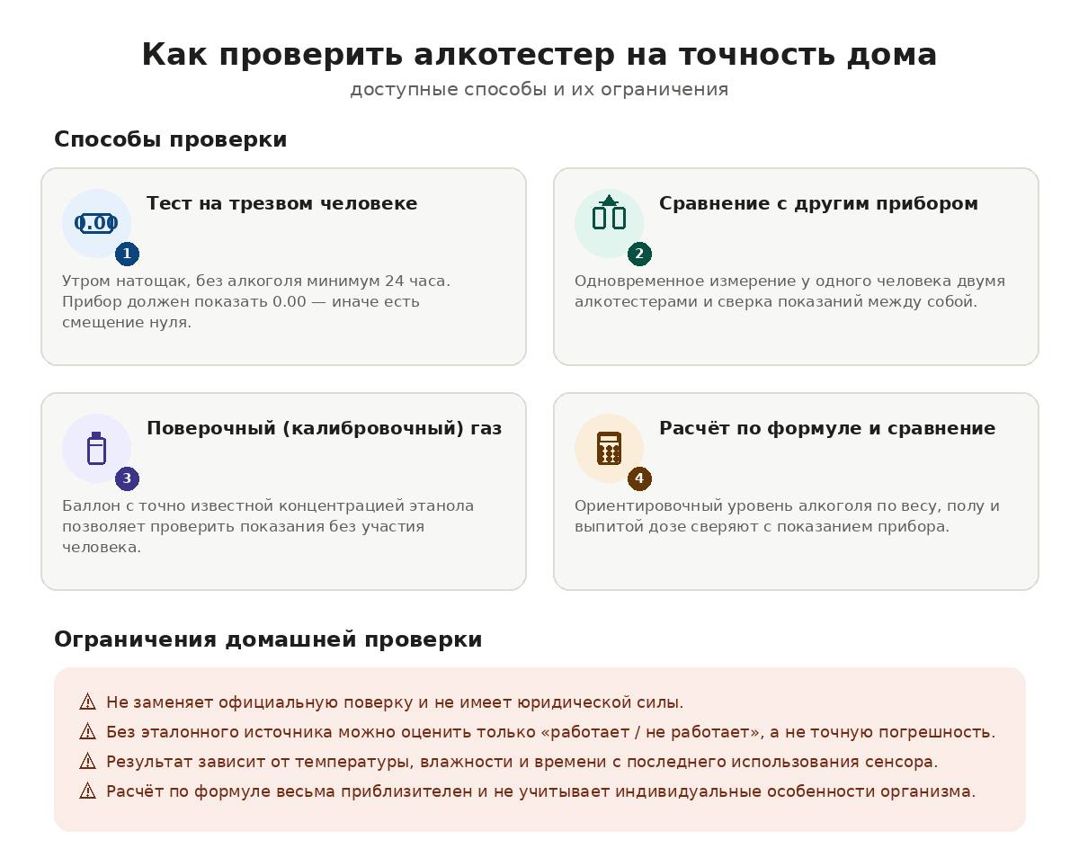 Как проверить алкотестер на точность в домашних условиях: способы и ограничения