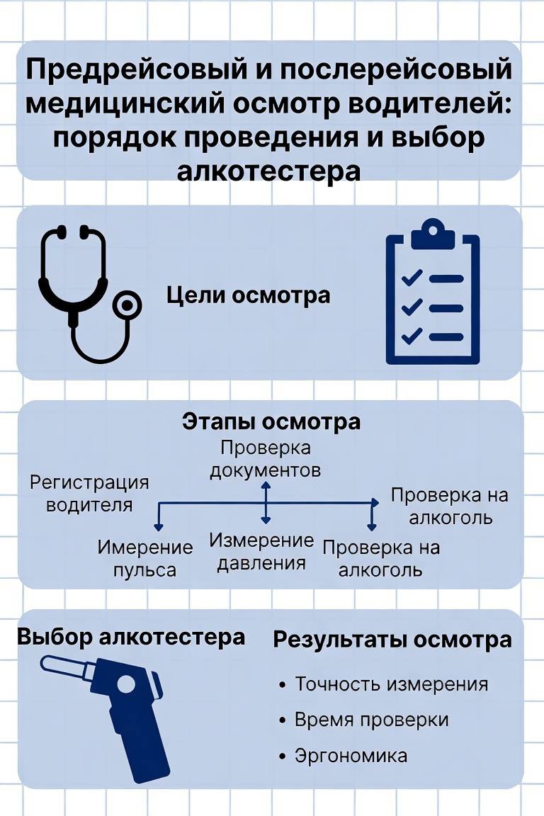 Предрейсовый и послерейсовый медицинский осмотр водителей: порядок проведения и выбор алкотестера